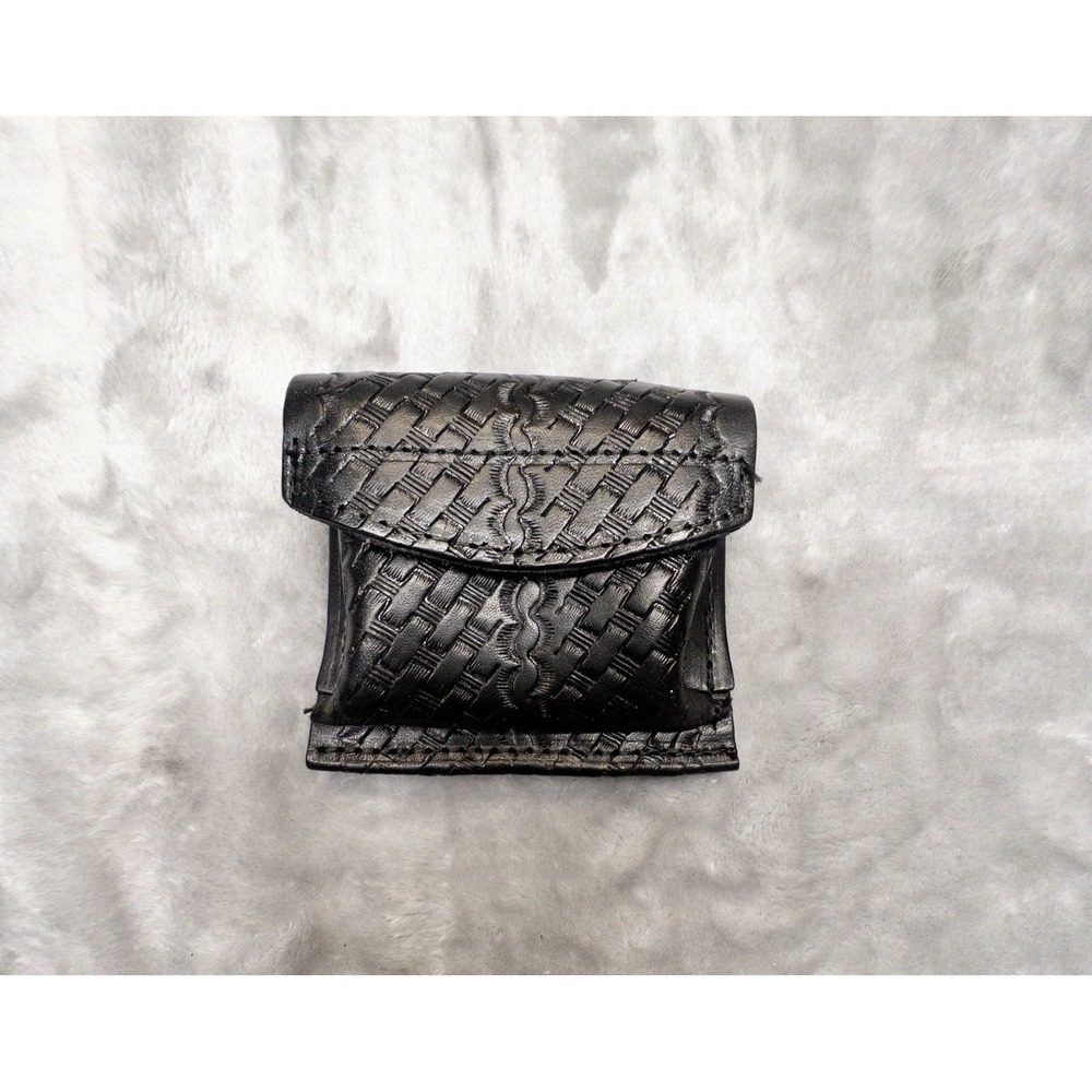 Boston‎ Leather 5640 Black Basketweave Duty Belt Glove Mask Holder Made In USA